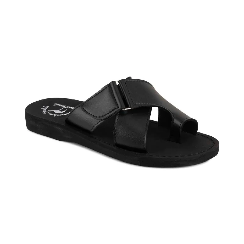Men's sandals with a padded heelAsher Vegan - Leather Alternative Sandal | Black
