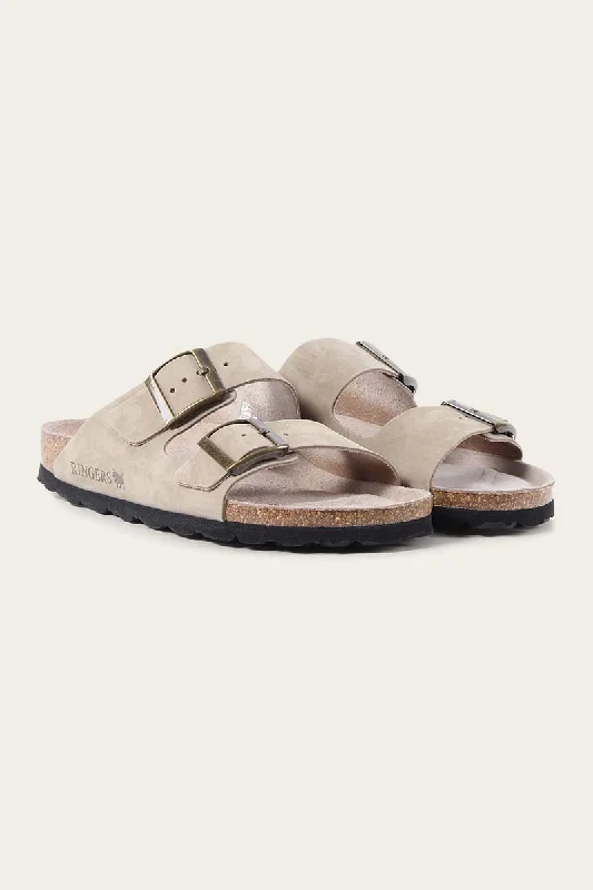 Men's sandals with a perforated leather upper for ventilationAshford Unisex Sandal - Taupe Men's sandals with a perforated leather upper for ventilationAshford Unisex Sandal - Taupe