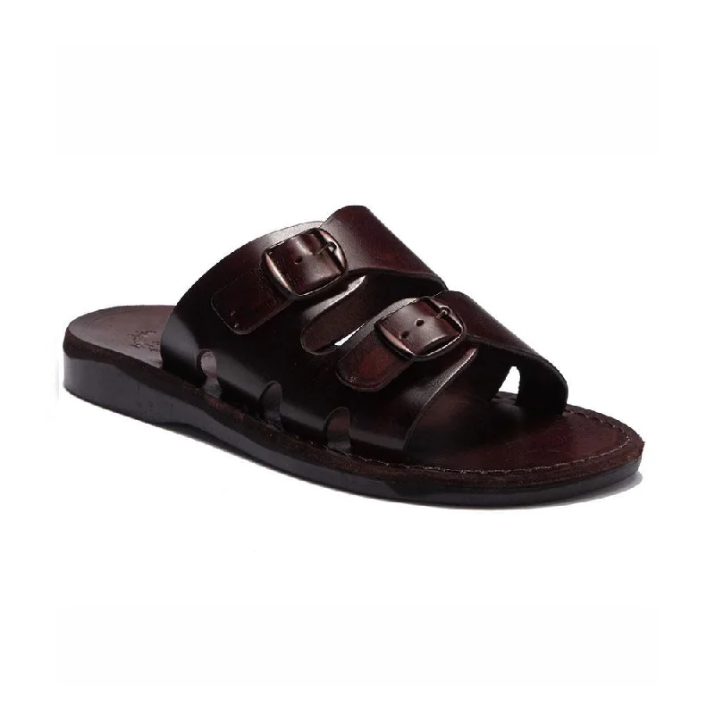 Men's sandals with a decorative buckle or charmBarnabas - Leather Double Buckle Sandal | Brown Men's sandals with a decorative buckle or charmBarnabas - Leather Double Buckle Sandal | Brown