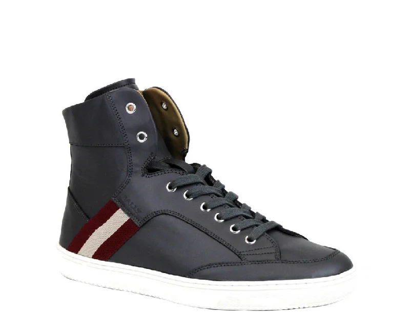 Men's sandals with a removable insole for cleaningBally Men's Dark Grey Calf Leather Hi-top Sneaker With Red Beige Men's sandals with a removable insole for cleaningBally Men's Dark Grey Calf Leather Hi-top Sneaker With Red Beige
