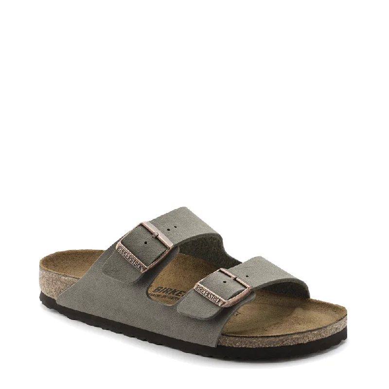 Men's sandals with a toe post designBirkenstock Arizona Birkibuc Sandal in Stone Grey Men's sandals with a toe post designBirkenstock Arizona Birkibuc Sandal in Stone Grey