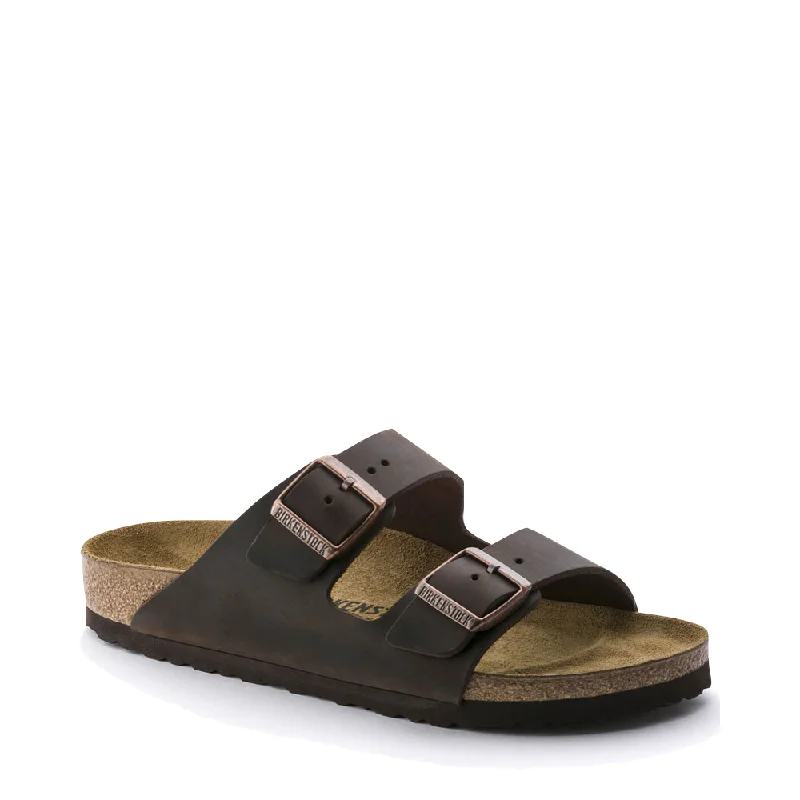 Men's sandals with a stretchy strap for a better fitBirkenstock Arizona Oiled Leather Soft Footbed Sandal in Habana Brown Men's sandals with a stretchy strap for a better fitBirkenstock Arizona Oiled Leather Soft Footbed Sandal in Habana Brown