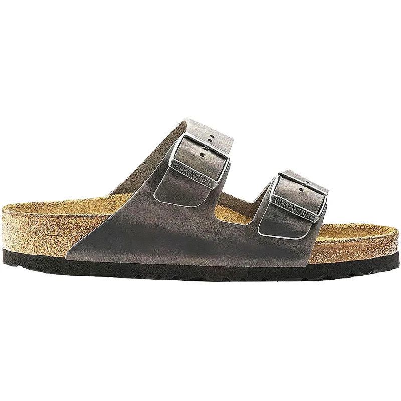 Men's sandals with a durable outer soleUnisex Birkenstock Arizona Soft Footbed Iron Oiled Leather Men's sandals with a durable outer soleUnisex Birkenstock Arizona Soft Footbed Iron Oiled Leather