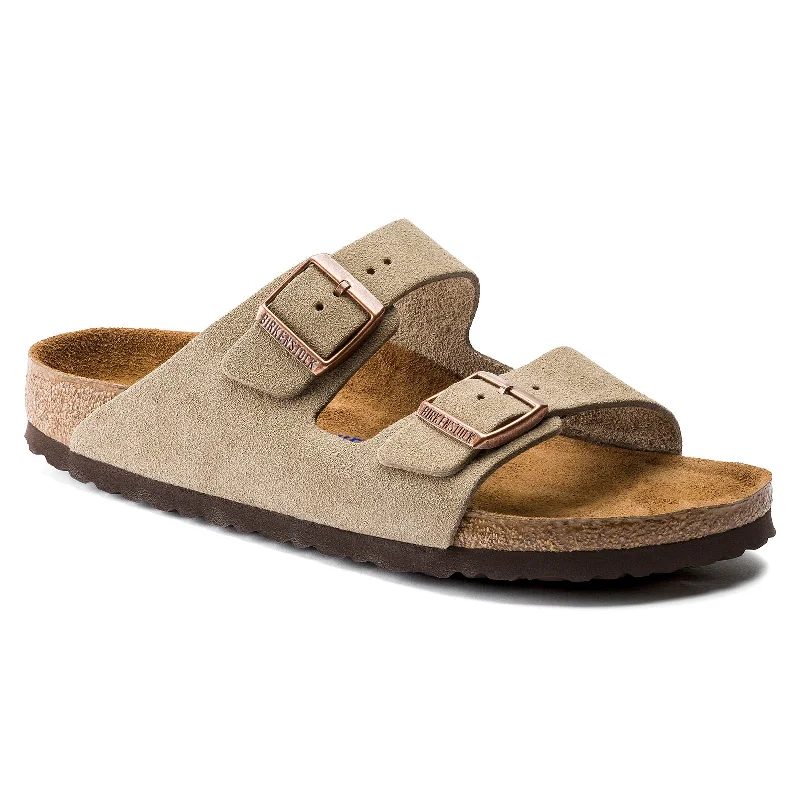 Men's sandals with a buckle closureBIRKENSTOCK ARIZONA SOFT FOOTBED TAUPE SUEDE
