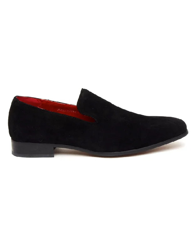Men's loafers with a pointed toe for a stylish appearanceBLACK SUEDE FAUX LEATHER LOAFERS Men's loafers with a pointed toe for a stylish appearanceBLACK SUEDE FAUX LEATHER LOAFERS