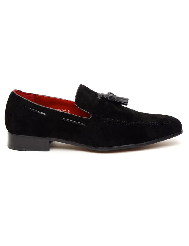 Men's loafers with a cushioned footbedBLACK SUEDE FAUX LEATHER SHOES