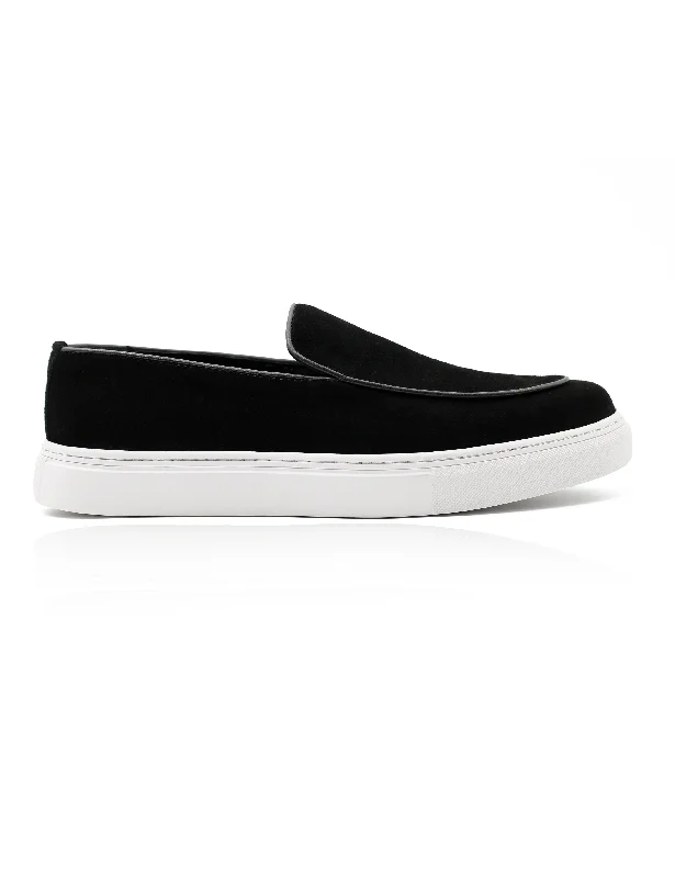 Men's loafers with a tassel front for a classic lookBlack Suede Leather Loafers