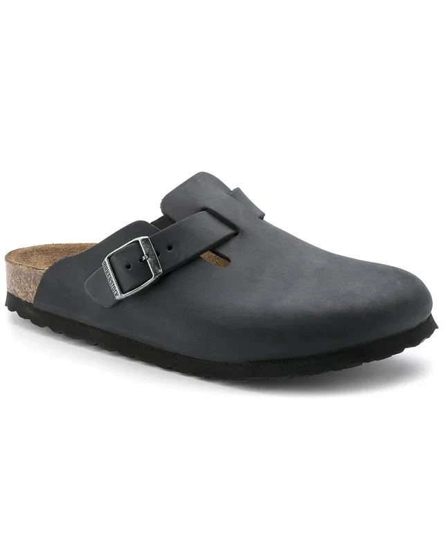 Men's sandals with a durable outer soleBoston Oiled Leather (Wide) (Black)