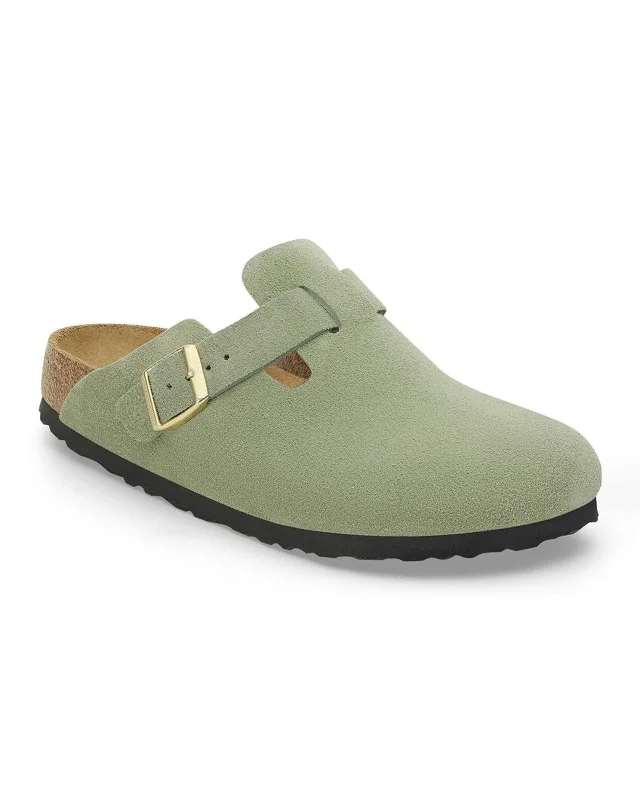 Men's sandals with a flexible sole for easy movementBoston Soft Footbed Suede Leather (Narrow) (Green Tea) Men's sandals with a flexible sole for easy movementBoston Soft Footbed Suede Leather (Narrow) (Green Tea)
