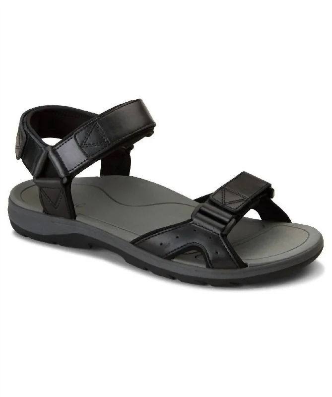 Men's sandals with a wide strap for supportCanoe Leo Sandal In Black
