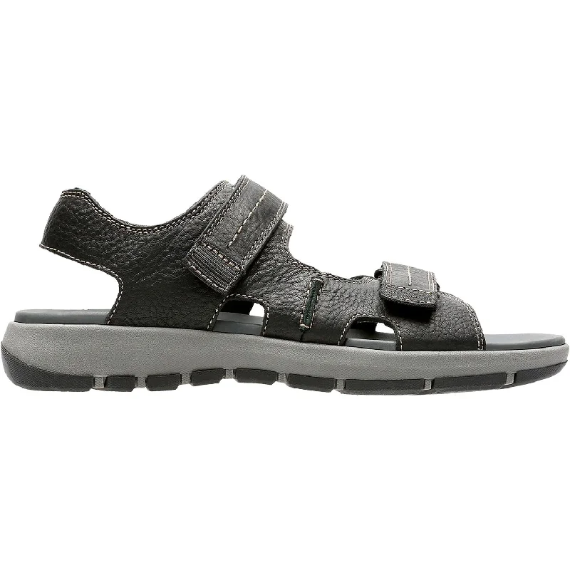 Men's sandals with a wide strap for supportMen's Clarks Brixby Shore Black Leather
