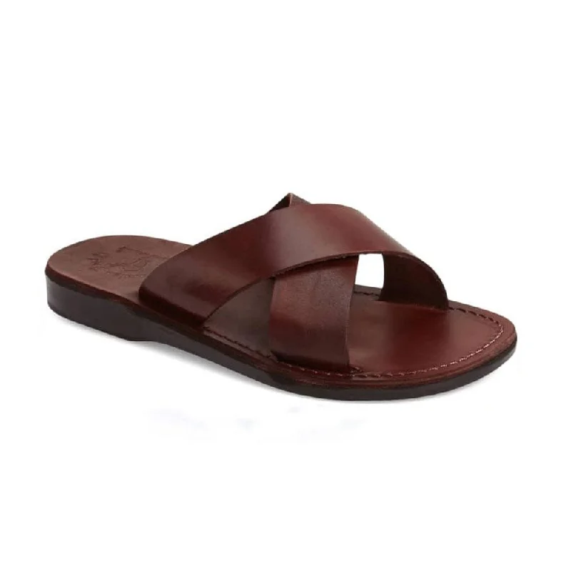 Men's sandals with a cushioned footbedElan - Leather Slide On Sandal | Brown