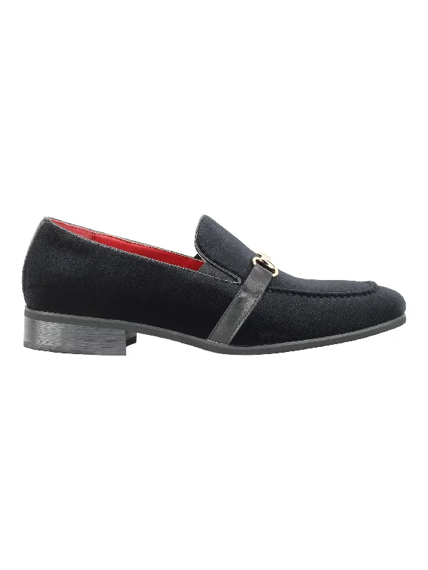 Slip - on men's loafers for easy wearFAUX  LEATHER VELVET LOAFERS WITH BUCKLE