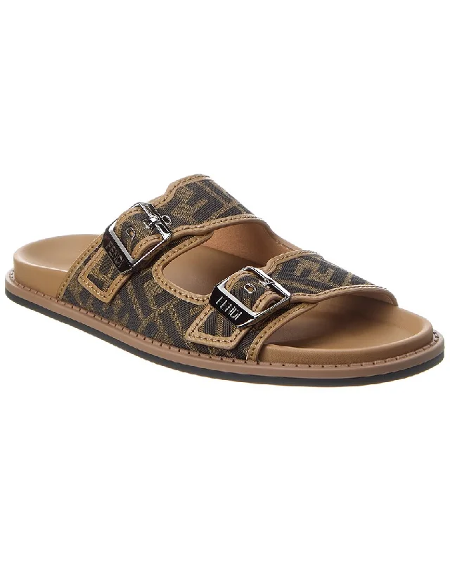 Men's sandals with a pointed toe for a stylish lookFENDI Feel FF Jacquard & Leather Sandal Men's sandals with a pointed toe for a stylish lookFENDI Feel FF Jacquard & Leather Sandal