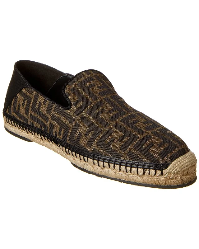 Waterproof men's sandals for water activitiesFENDI FF Leather-Trim Espadrille