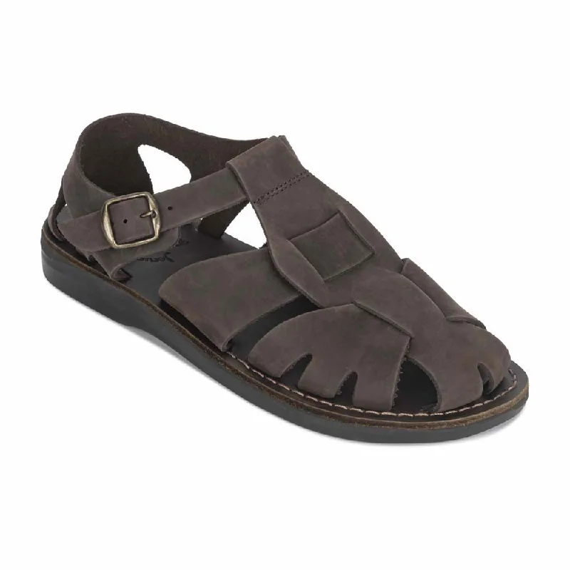 Men's sandals with a removable insole for cleaningFinn - Leather Nomad Sandal | Brown Nubuck Men's sandals with a removable insole for cleaningFinn - Leather Nomad Sandal | Brown Nubuck