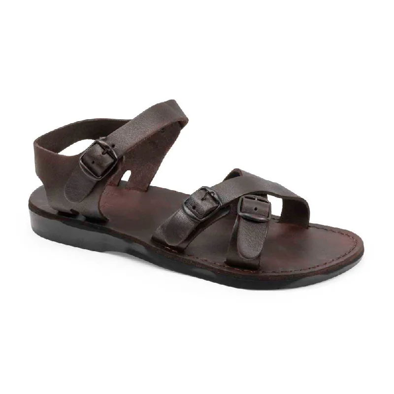 Men's sandals with a durable outer soleJames - Leather Adjustable sandal | Brown