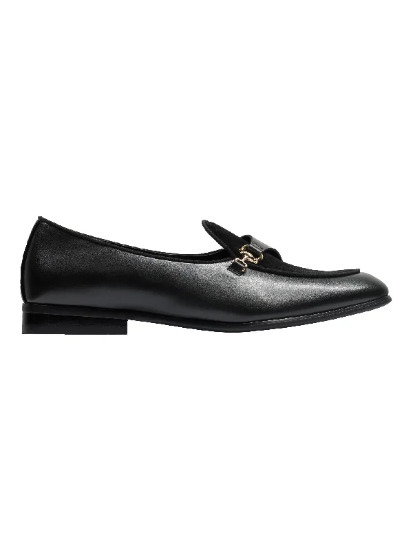 Men's loafers with a decorative buckleLEATHER & VELVET LOAFERS WITH DECORATIVE MONK STRAP Men's loafers with a decorative buckleLEATHER & VELVET LOAFERS WITH DECORATIVE MONK STRAP