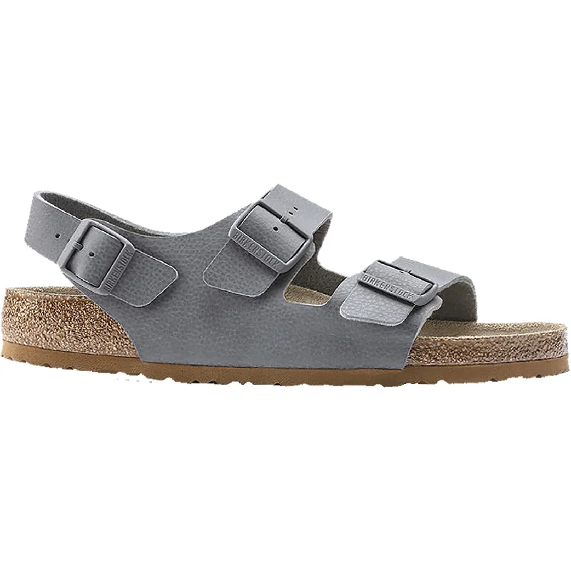 Men's sandals with a wide strap for supportMen's Birkenstock Milano Soft Footbed Desert Soil Grey Birko-Flor Men's sandals with a wide strap for supportMen's Birkenstock Milano Soft Footbed Desert Soil Grey Birko-Flor