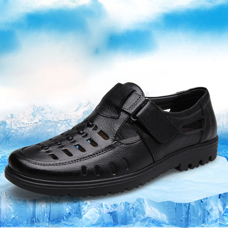 Men's sandals with a wide strap for supportMen's Breathable Genuine Cow Leather Sandals for Outdoor Walking Men's sandals with a wide strap for supportMen's Breathable Genuine Cow Leather Sandals for Outdoor Walking
