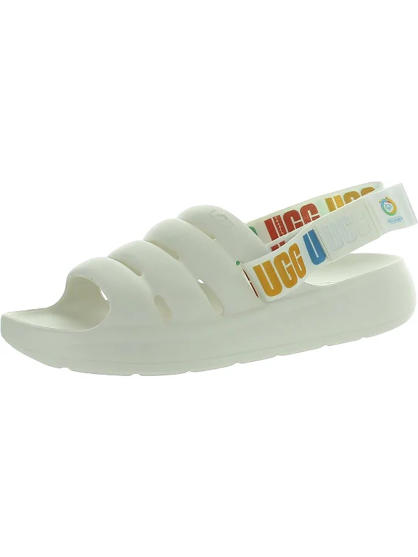 Men's sandals with a decorative buckle or charmMens Cushioned Footbed Slip-On Sport Sandals