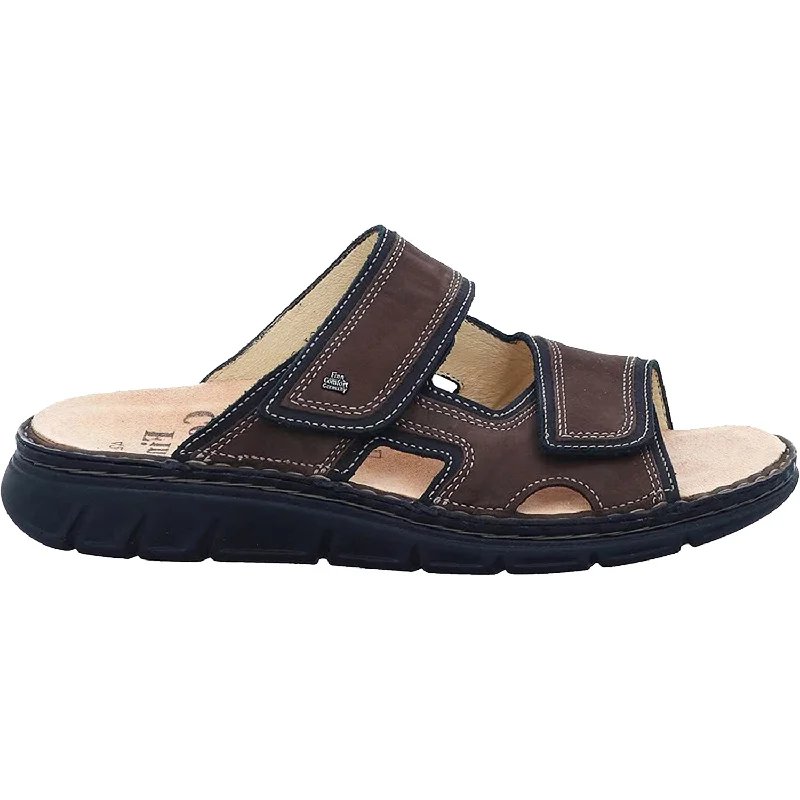 Men's sandals with a wide strap for supportMen's Finn Comfort Thasos Grizzly Brown/Black Leather Men's sandals with a wide strap for supportMen's Finn Comfort Thasos Grizzly Brown/Black Leather