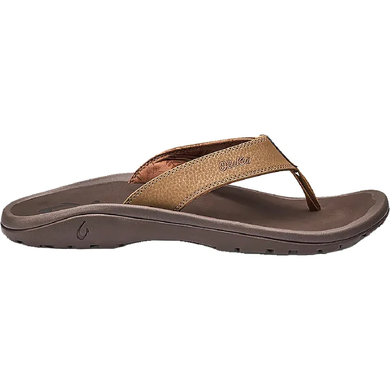 Men's sandals with a durable outer soleMen's OluKai Ohana Tan/Dark Java Synthetic