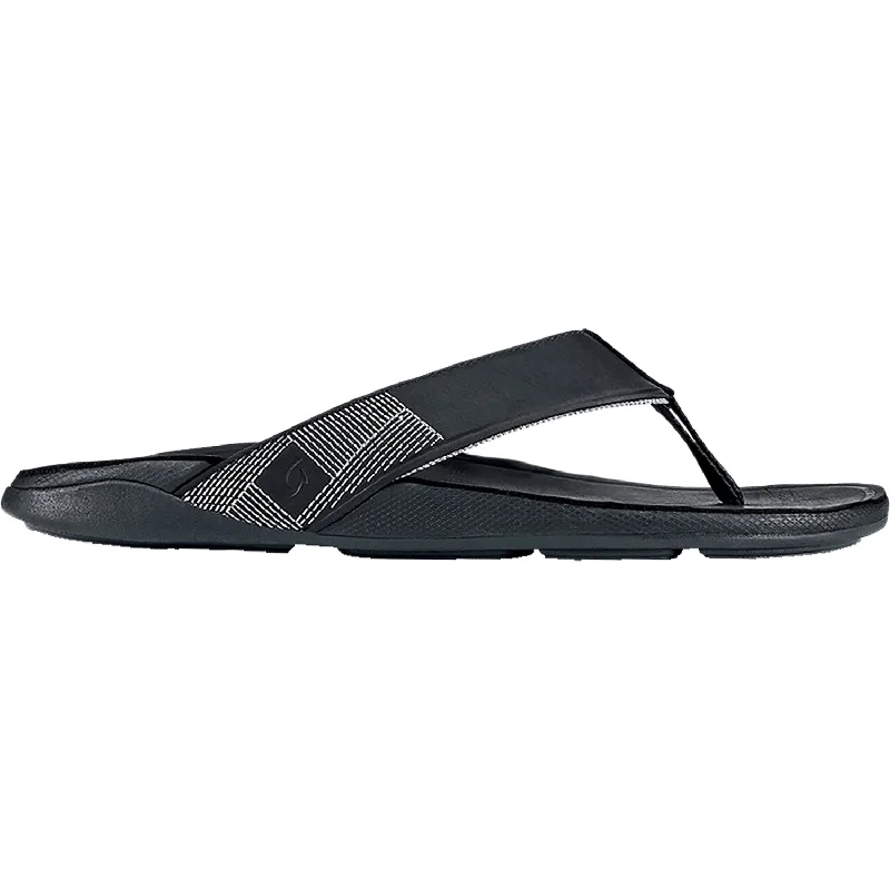 Men's sandals with a shock - absorbing insoleMen's OluKai Tuahine Black Leather
