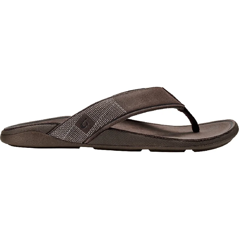 Men's leather sandals with an adjustable strapMen's OluKai Tuahine Dark Wood Leather Men's leather sandals with an adjustable strapMen's OluKai Tuahine Dark Wood Leather