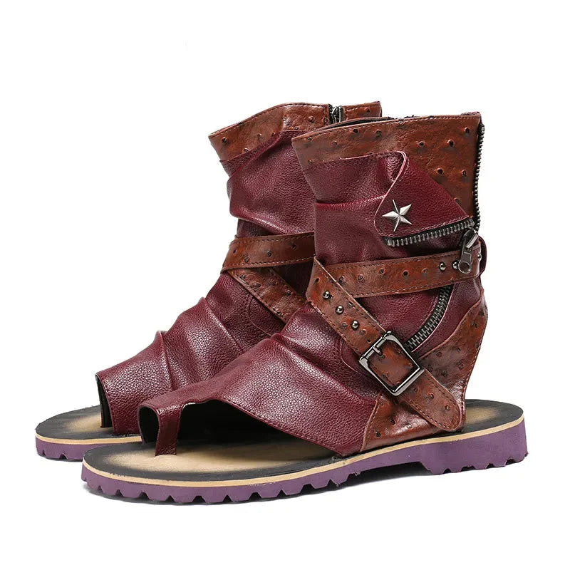 Men's sandals with a rubber sole for tractionMen's Summer Casual Fashion Leather Zipper Ankle Gladiator Sandals Men's sandals with a rubber sole for tractionMen's Summer Casual Fashion Leather Zipper Ankle Gladiator Sandals