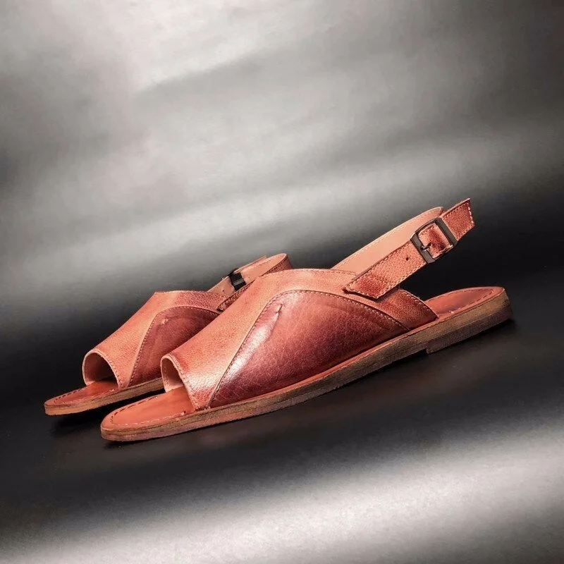 Flip - flop style men's sandals for beach wearMen's Vintage Summer Genuine Leather Buckle Strap Open Toe Sandals Flip - flop style men's sandals for beach wearMen's Vintage Summer Genuine Leather Buckle Strap Open Toe Sandals