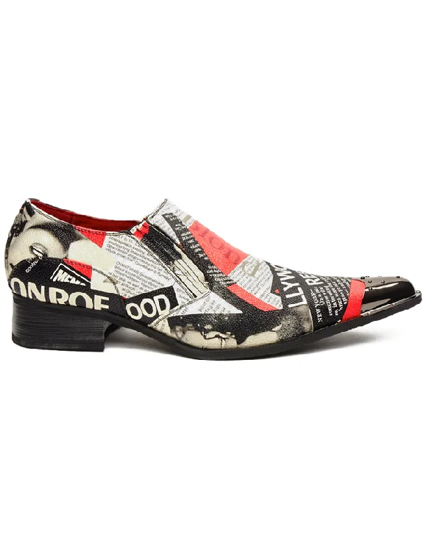 Men's loafers with a stretchy side panel for a better fitMETAL TOE LOAFERS MARILYN MONROE PRINT WINKLE PICKERS Men's loafers with a stretchy side panel for a better fitMETAL TOE LOAFERS MARILYN MONROE PRINT WINKLE PICKERS