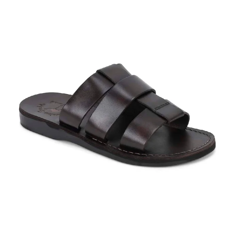Men's sandals with a durable outer soleMicah - Leather Double Strap Sandal | Brown