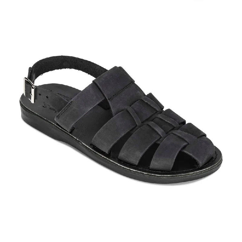 Men's sandals with a padded heelMichael - Closed Toe Leather Fisherman Sandal | Black Nubuck Men's sandals with a padded heelMichael - Closed Toe Leather Fisherman Sandal | Black Nubuck