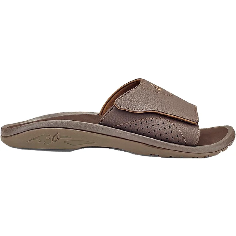 Men's sandals with a stretchy strap for a better fitMen's OluKai Nalu Slide Dark Java Synthetic Men's sandals with a stretchy strap for a better fitMen's OluKai Nalu Slide Dark Java Synthetic