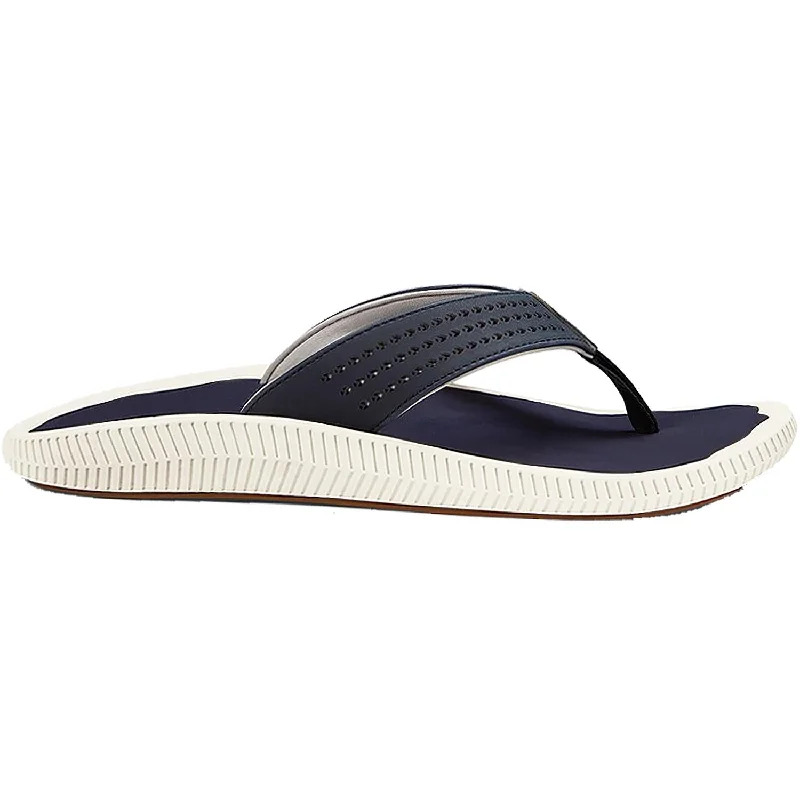Men's sandals with a contrast stitching detailMen's OluKai Ulele Blue Depth Synthetic Men's sandals with a contrast stitching detailMen's OluKai Ulele Blue Depth Synthetic