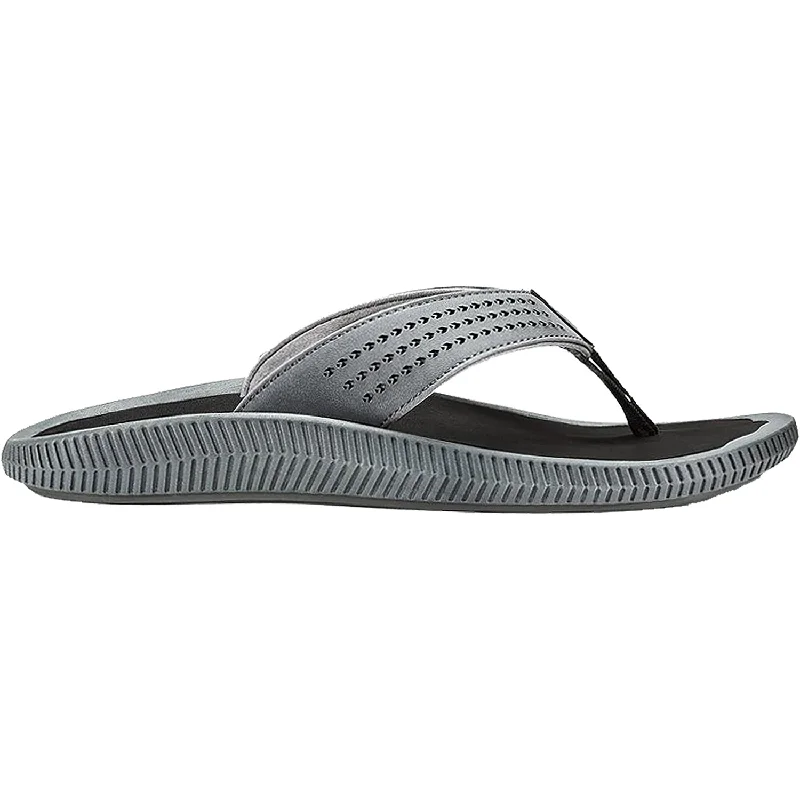 Men's leather sandals with an adjustable strapMen's OluKai Ulele Dark Shadow/Black Synthetic Men's leather sandals with an adjustable strapMen's OluKai Ulele Dark Shadow/Black Synthetic