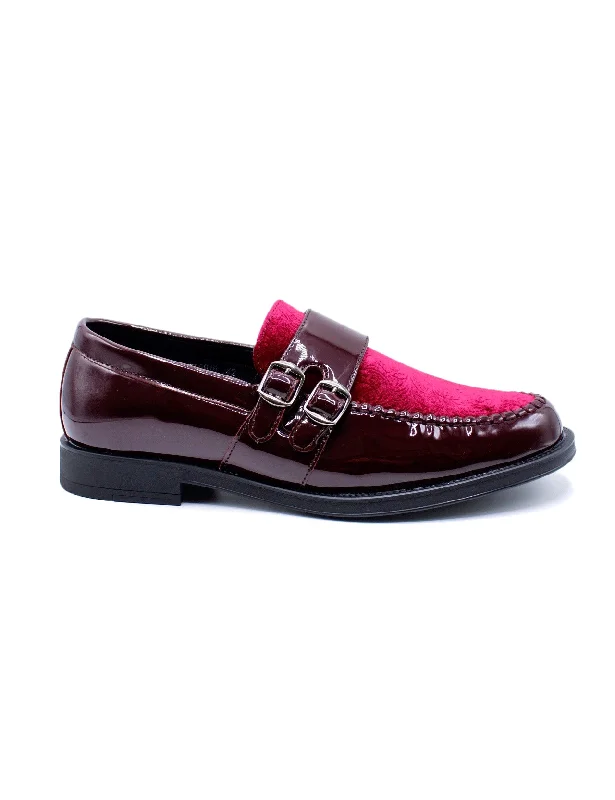 Men's loafers in a neutral color like black or brownPATENT SHINY DOUBLE MONK SHOES MAROON Men's loafers in a neutral color like black or brownPATENT SHINY DOUBLE MONK SHOES MAROON