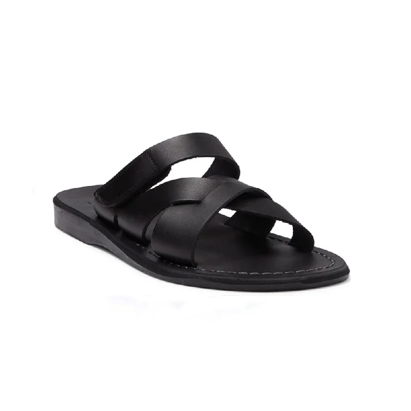 Men's sandals with a stretchy strap for a better fitPhilip - Leather Woven Strap Sandal | Black Men's sandals with a stretchy strap for a better fitPhilip - Leather Woven Strap Sandal | Black