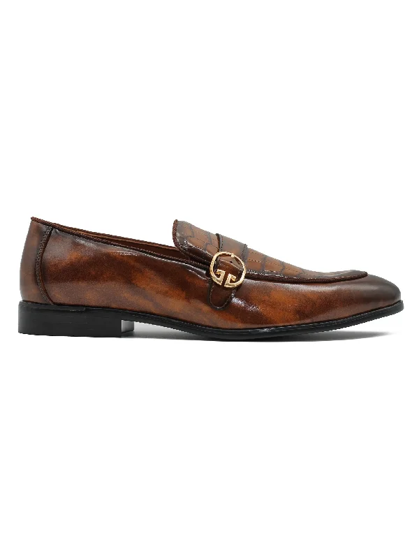 Men's loafers with a low - heeled designPRINTED MONK STRAP LOAFERS