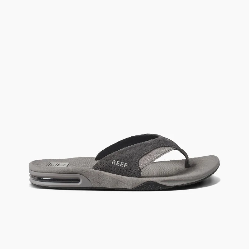 Men's sandals with a toe post designReef Men's Fanning - Grey Suede