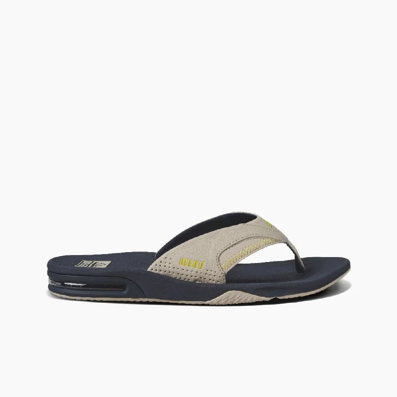 Men's sandals with a cushioned footbedReef Men's Fanning - Navy/Oak/Lime