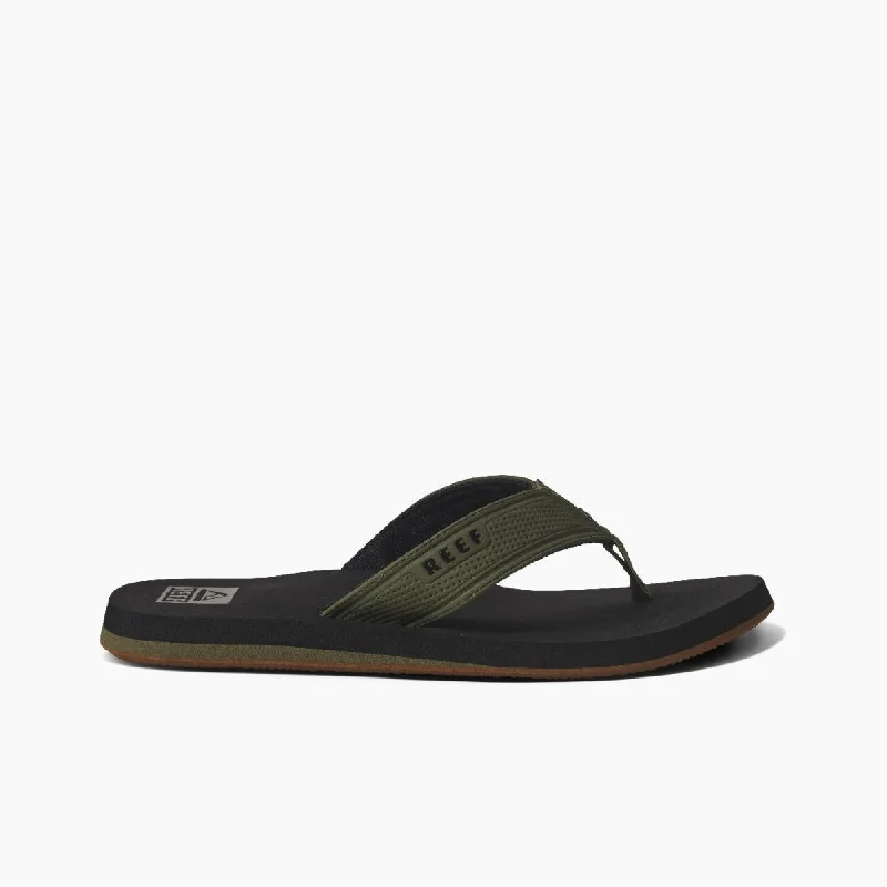 Men's sandals with a wide strap for supportReef Men's The Layback - Black/Olive