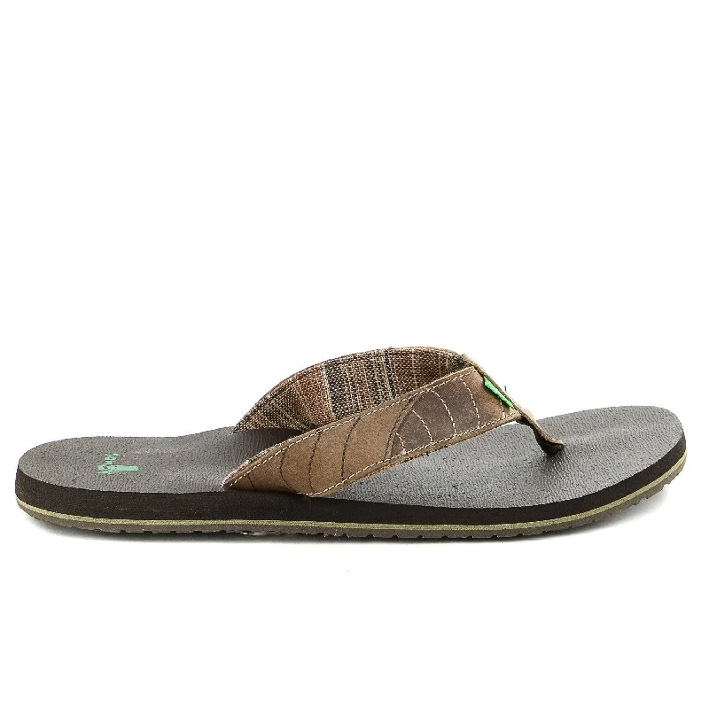 Flip - flop style men's sandals for beach wearSanuk Pave The Wave Flip Flop - Dark Brown/Tan - Mens
