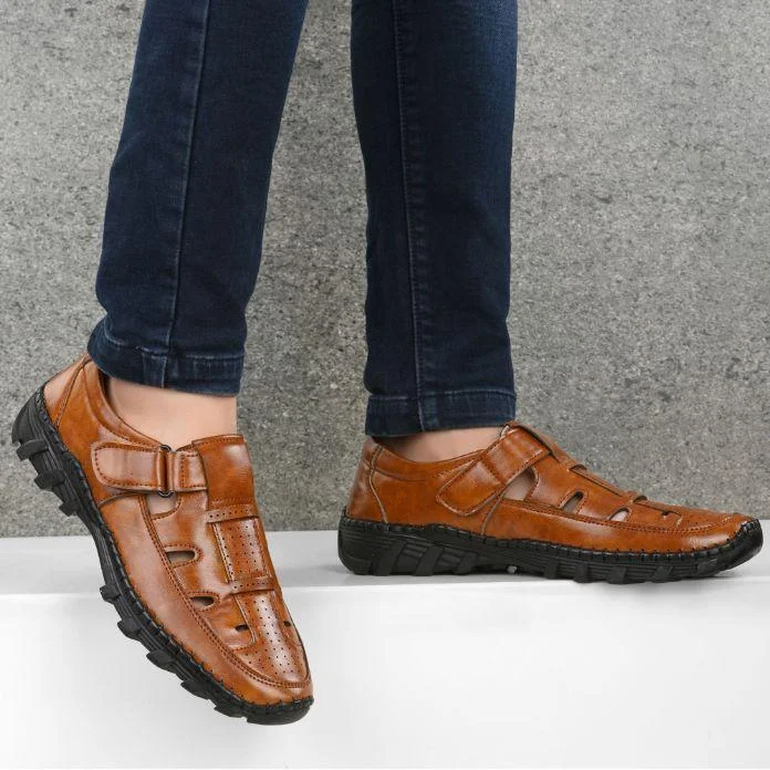 Men's sandals with a rubber sole for tractionTan Roman Sandals For Men