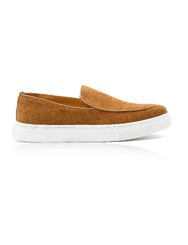 Men's loafers with a flexible sole for easy movementTan Suede Leather Loafers