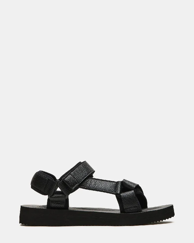 Men's sandals with a leather lining for comfortTHEROS BLACK LEATHER