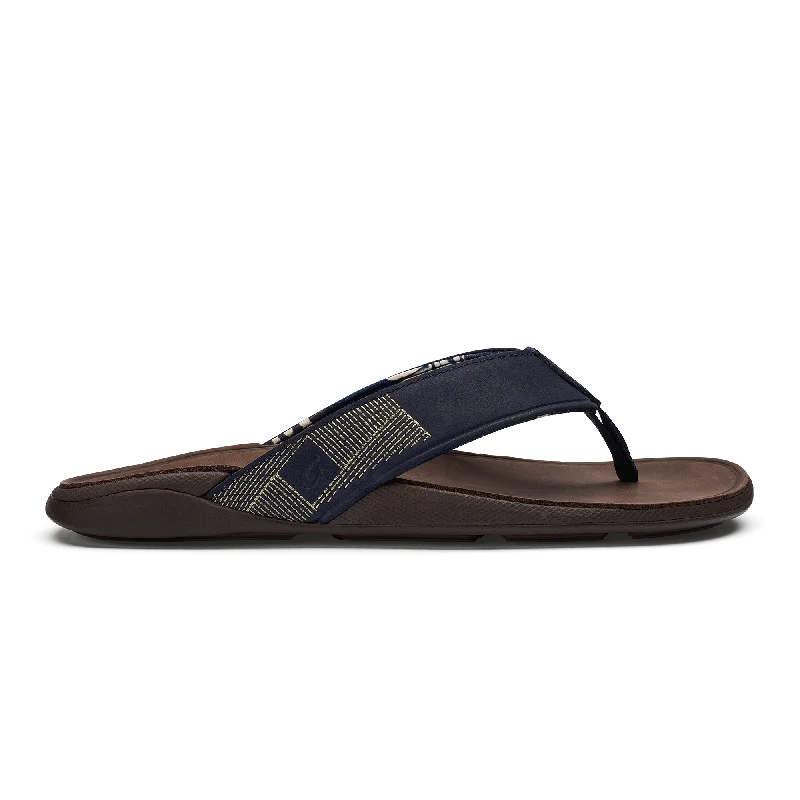 Men's sandals with a shock - absorbing insoleTuahine - Trench Blue / Dark Wood