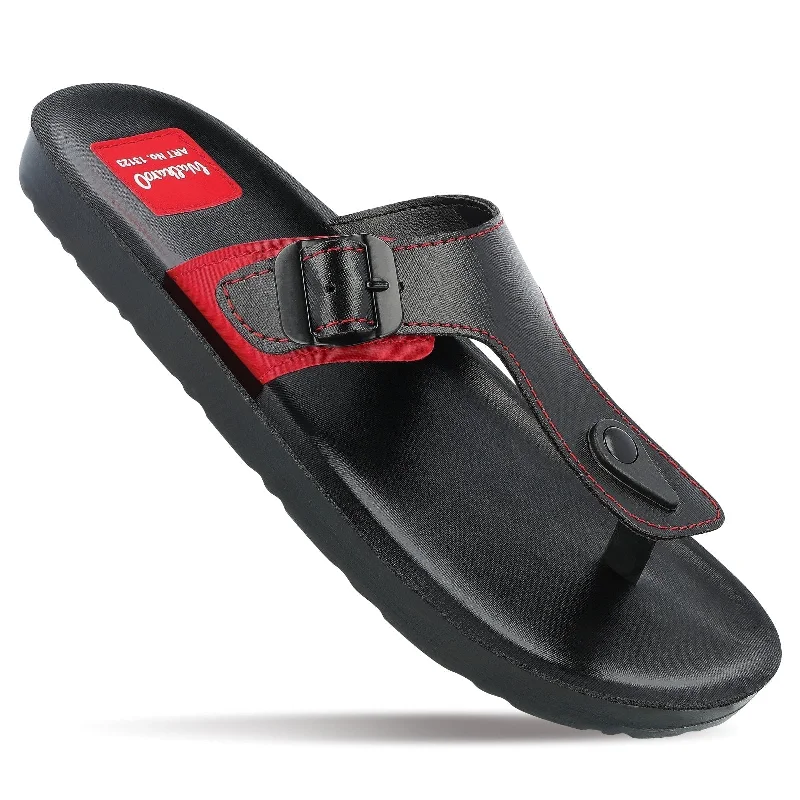 Men's sandals with a padded heelWalkaroo Men Solid Thong Sandals - 13123 Black Red Men's sandals with a padded heelWalkaroo Men Solid Thong Sandals - 13123 Black Red