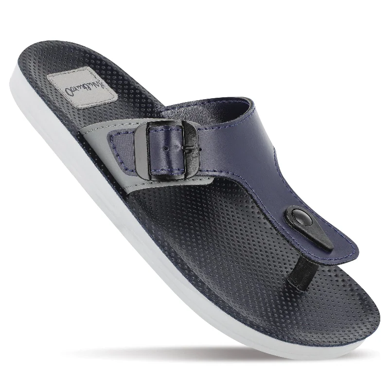 Men's sandals with a perforated leather upper for ventilationWalkaroo Men Solid Thong Sandals - 13123 Blue Grey Men's sandals with a perforated leather upper for ventilationWalkaroo Men Solid Thong Sandals - 13123 Blue Grey